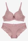 Jasnofioletowy Komplet Biustonosz i Majtki Typu Figi Ozdobiony Koronką Ezivane