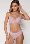 Jasnofioletowy Komplet Biustonosz i Majtki Typu Figi Ozdobiony Koronką Ezivane