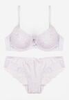 Biały Komplet Biustonosz i Majtki Typu Figi Ozdobiony Koronką Ezivane