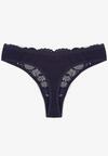 Granatowe Koronkowe Majtki Stringi z Bawełny Venalora