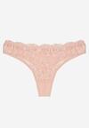 Różowe Koronkowe Majtki Stringi z Bawełny Venalora