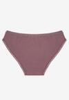 Fioletowe Bawełniane Majtki Typu Figi z Koronką i Kokardą Zeteria
