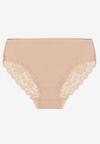 Beżowe Majtki Figi Zdobione Koronką Venissella