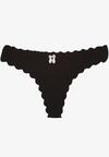 Czarne Bawełniane Majtki Stringi z Prążkowanej Tkaniny Eziane