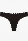 Czarne Bawełniane Majtki Stringi z Prążkowanej Tkaniny Eziane
