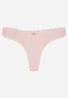 Jasnoróżowe Bawełniane Majtki Stringi z Prążkowanej Tkaniny Eziane