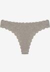Szare Bawełniane Majtki Stringi z Prążkowanej Tkaniny Eziane
