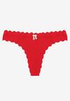 Czerwone Bawełniane Majtki Stringi z Prążkowanej Tkaniny Eziane