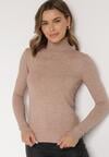 Pulover pe gât Bej