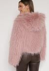 Różowa Kurtka Futerko na Suwak z Kapturem Zetale