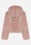 Różowa Kurtka Futerko na Suwak z Kapturem Zetale