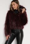 Bordowa Kurtka Futerko na Suwak z Kapturem Zetale