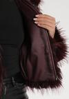 Bordowa Kurtka Futerko na Suwak z Kapturem Zetale