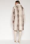Biały Płaszcz Futro z Szerokim Kołnierzem i Kieszeniami Ezinda