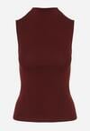 Bordowy Bawełniany Top o Dopasowanym Kroju z Półgolfem Unarisa