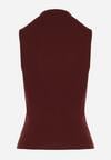 Bordowy Bawełniany Top o Dopasowanym Kroju z Półgolfem Unarisa