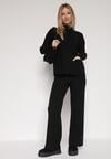 Czarny Sweterkowy Komplet Sweter z Półgolfem i Szerokie Spodnie Alatusa