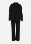 Czarny Sweterkowy Komplet Sweter z Półgolfem i Szerokie Spodnie Alatusa