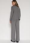 Szary Sweterkowy Komplet Sweter z Półgolfem i Szerokie Spodnie Alatusa