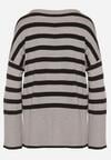 Czarno-Szary Sweter o Kroju Oversize z Motywem Pasków Irtusa