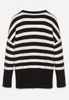 Biało-Czarny Sweter o Kroju Oversize z Motywem Pasków Irtusa