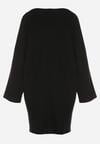 Czarna Sweterkowa Sukienka o Kroju Oversize z Cyrkoniami Tusalia