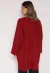 Czerwona Sweterkowa Sukienka o Kroju Oversize z Cyrkoniami Tusalia