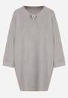 Szara Sweterkowa Sukienka o Kroju Oversize z Cyrkoniami Tusalia