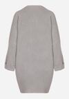 Szara Sweterkowa Sukienka o Kroju Oversize z Cyrkoniami Tusalia