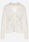 Biały Rozpinany Kardigan w Kropki Tusvanea