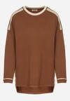 Brązowy Sweter z Bawełną i Metaliczną Nicią Tusima