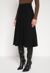 Czarna Rozkloszowana Plisowana Spódnica Dzianinowa Tussana