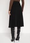 Czarna Rozkloszowana Plisowana Spódnica Dzianinowa Tussana