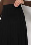 Czarna Rozkloszowana Plisowana Spódnica Dzianinowa Tussana