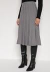 Szara Rozkloszowana Plisowana Spódnica Dzianinowa Tussana