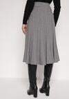 Szara Rozkloszowana Plisowana Spódnica Dzianinowa Tussana