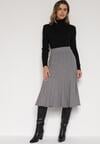 Szara Rozkloszowana Plisowana Spódnica Dzianinowa Tussana