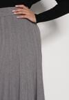 Szara Rozkloszowana Plisowana Spódnica Dzianinowa Tussana