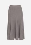 Szara Rozkloszowana Plisowana Spódnica Dzianinowa Tussana
