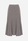 Szara Rozkloszowana Plisowana Spódnica Dzianinowa Tussana