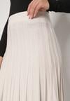 Beżowa Rozkloszowana Plisowana Spódnica Dzianinowa Tussana