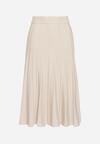 Beżowa Rozkloszowana Plisowana Spódnica Dzianinowa Tussana