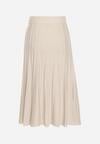 Beżowa Rozkloszowana Plisowana Spódnica Dzianinowa Tussana