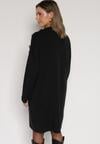 Czarna Sweterkowa Sukienka Pudełkowa Ozdobiona z Boku Guzikami Tustina