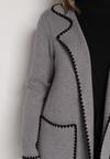 Szary Kardigan Ozdobiony Lamówką Tusbena