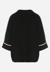 Czarny Sweter z Kontrastową Lamówką Tuselle
