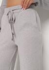 Szare Dzianinowe Spodnie o Szerokim Kroju ze Sznurkami Melatusa