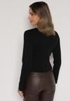 Czarny Sweter z Wiskozą Ozdobiony Guzikami Zetisae