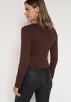 Brązowy Sweter z Wiskozą Ozdobiony Guzikami Zetisae
