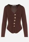 Brązowy Sweter z Wiskozą Ozdobiony Guzikami Zetisae